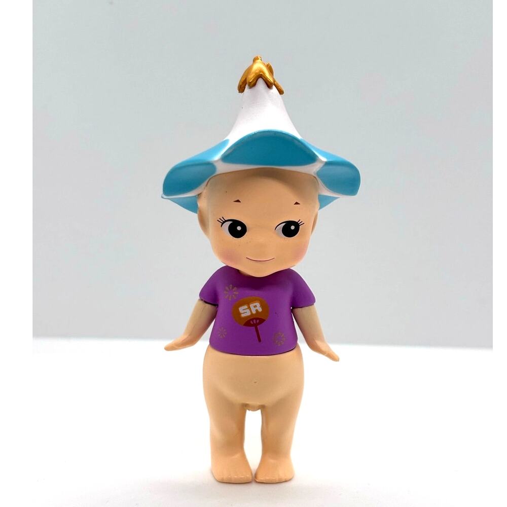 New Unbranded Kewpie/Angel Collectible Mini Figure, Blue Flower, Open Box